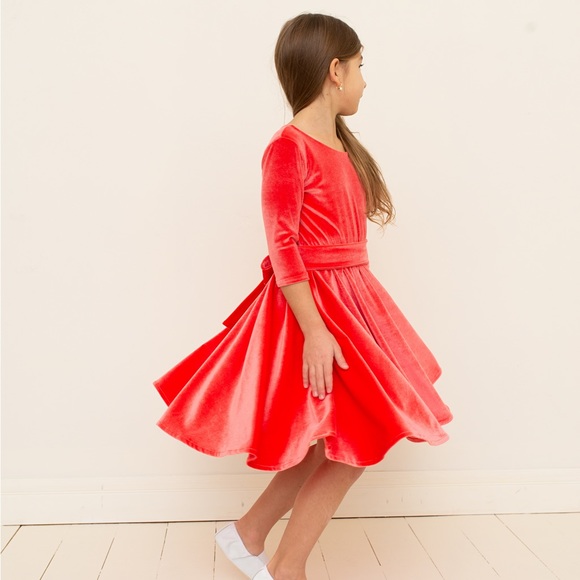 ❗️NEW❗️ Coral Velvet A Line Midi Girls Dress - Picture 5 of 11